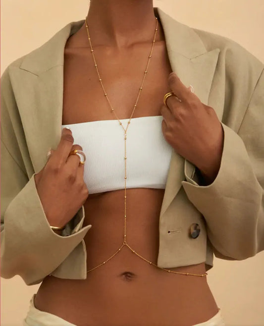 Stainless Steel Simple and fashionable bead wasit chain Bohemian women's body chain Sexy Beach Wedding Accessories Women Bra Cro
