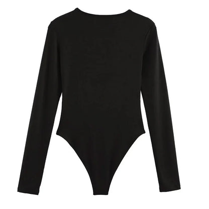 TRAF Woman 2025 Bodysuits Long Sleeve Black Body For Women Spring Summer Slimming Bodysuit Lingerie One Piece Thong Bodysuit