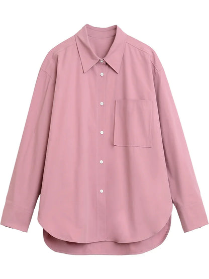 CHIC VEN Women Shirts Solid Long Sleeve Loose Single Breasted Female Blouses Woman Cotton Spring Summer 2025 Clothing