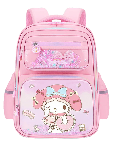 New Kuromi 2-Wheel Trolley School Bag Girls Cartoon Melody Backpack Load-Reducing Large Capacity 6-Wheel Trolley Backpack