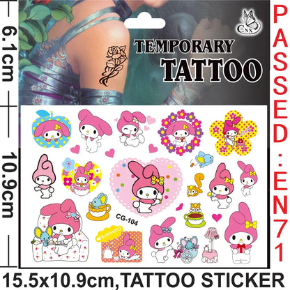 Sanrio series Tattoo Stickers Waterproof Cute Sticker Anime Birthday Party Supplies Decoration For Kids Women Men Gift