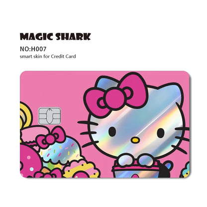 ホットセール Hello Kitty Kuromi ホログラフィックレーザー光沢フィルムスキンカバーステッカー（デビット・クレジットカード・銀行カード用）