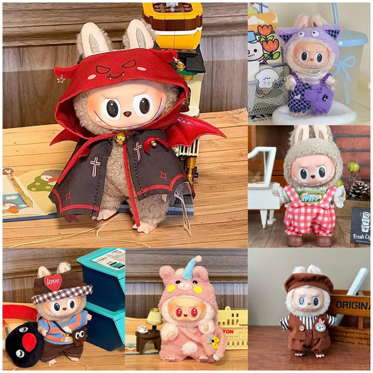 Labubu V2 V1用かわいいドール服セット パーティードレス 小悪魔コスチューム ギフトアクセサリー
