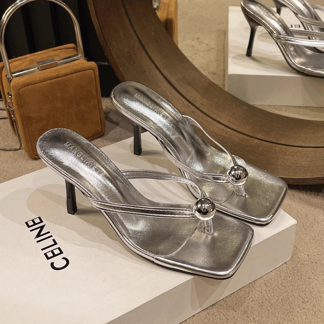 Women High Heels Slippers Designer Heeled Sandals Elegant Shoes Woman Summer 2025 Trend Fashion Fliop Flops Casual Slides Muje