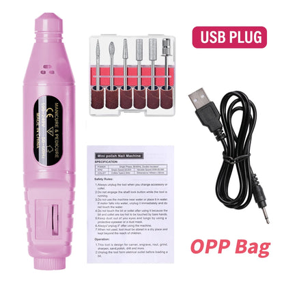 LINMANDA 6 in 1 電動ネイルドリルキット ネイルポリッシャー マニキュア ポータブルネイルファイル ネイルドリル機器 ペンツール マシン
