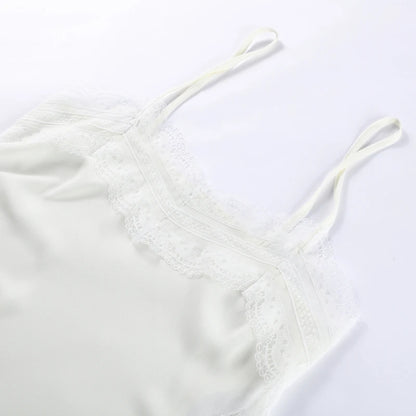 Elegant Stain Lace Tank Women Sleeveless Backless Tube Top Solid Lady Tanks 2025 Fashion Summer Female Strap Outwear