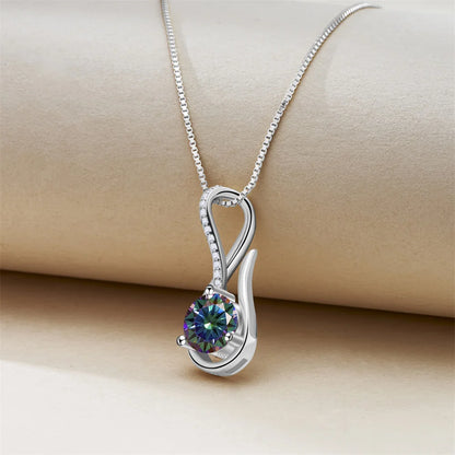 2 Carat 8mm Moissanite Necklace for Women GRA Certified 925 Sterling Silver Solitaire Pendant Chain Diamond Tester Included