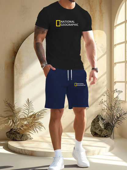 2025 New Fashionable Men's Outdoor Set, Short Sleeve Shorts, Comfortable and Breathable Material