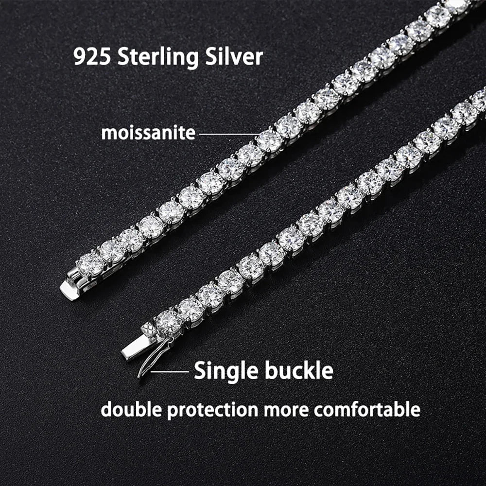 2.5-6.5mm 本物モアサナイト テニスネックレス レディース メンズ Dカラー ラボダイヤモンド S925シルバー ネックチェーン ジュエリー GRA認定書付き