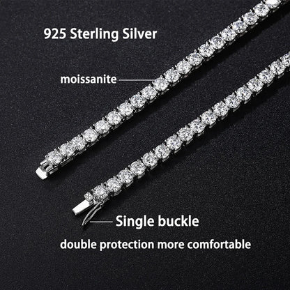 2.5-6.5mm 本物モアサナイト テニスネックレス レディース メンズ Dカラー ラボダイヤモンド S925シルバー ネックチェーン ジュエリー GRA認定書付き