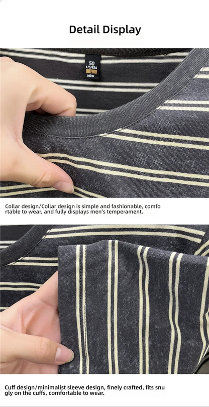 Top Grade Yarn Dyed New Summer Tops Striped Designer Tshirt Men 2025 Round Neck Brand Short Sleeve Casual Fashion Men Clothing