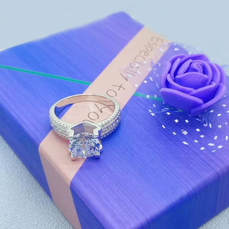Real 2 Carat 8mm Moissanite Wedding Ring For Women 925 Sterling Silver Band D Color VVS Diamond Engagement Fine Jewelry