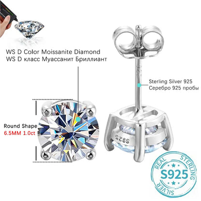 ALIZERO 2.0ct 8mm D Color Moissanite Earrings For Women Lab Grown Diamond Ear Studs 100% 925 Sterling Silver Fine Jewelry