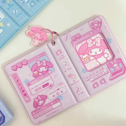 3Inch Sanrio Hello Kitty Photo Album Card Kawaii Kuromi Cinnamoroll Melody Card Storage Holder Cards Collect Mini Toys Gifts