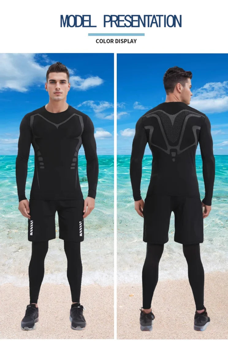 Men's swimsuit full body sun protection long sleeve short sleeve pants Boys swim shorts long pants swim top surf snorkeling beac