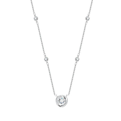RAPRGOLD GRA認定モアサナイト ラウンドダンシングペンダントネックレス レディース用 925スターリングシルバージュエリーチェーン ウェディングギフトにおすすめ