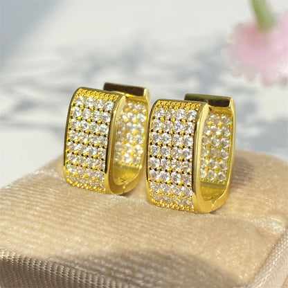 Vintage Hip Hop Round Hoop Earrings for Men Crystal Cubic Zirconia Fashion Versatile Male Jewelry Trend Circle Earring Gift