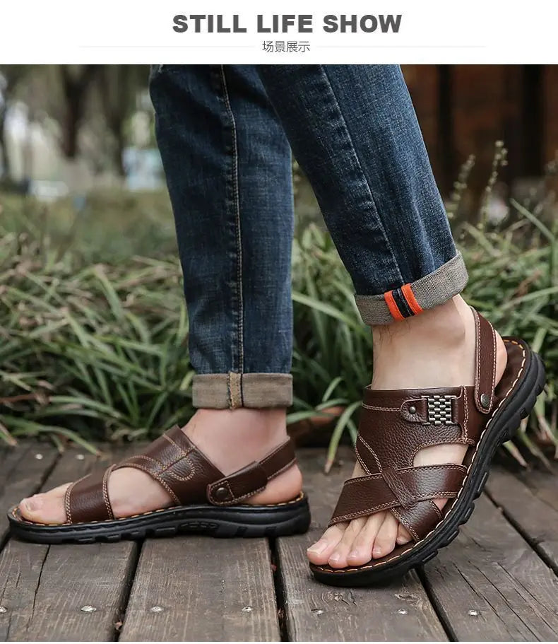 2025 New Men's Sandals for Men's Summer, Dual use for Cooling, Soft soled Exterior, Middle aged, Dad's Shoes, Elderly Shoes