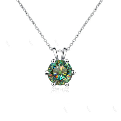Tezzc 1CT Sparkling Luxury Moissanite Lab Diamond Pendant Necklace for Women 925 Sterling Silver High Quality Fine Jewelry