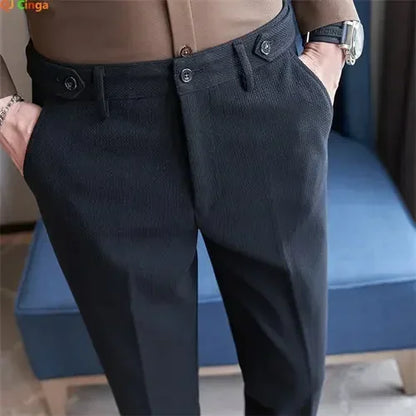 Men's Suit Pants, Fashion Slim Dress Trousers ,White Black Blue Green Pantalones Hombre Fall/Winter Male Pant, 2025 New