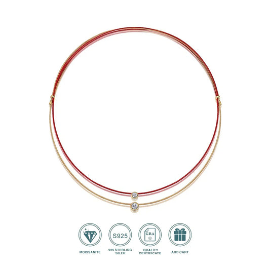 JIUZUAN D Color VVS1 Moissanite Necklace 5mm Moissanite Diamond 18K Gold Plated Adjustable Cord S925 Silver Hypoallergenic Gift