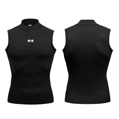 コンプレッションシャツ メンズ 夏用 スポーツウェア ランニングベスト 伸縮性 速乾 スポーツ ノースリーブ トップス Tシャツ タートルネック ジム ワークアウト タンクトップ