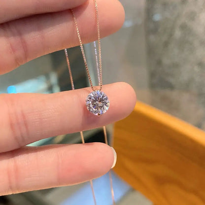 2CT Dカラー モアサナイト シンプル ペンダント ネックレス 証明書付き 925スターリングシルバー レディース ネックレス ファインジュエリー ウェディングギフト