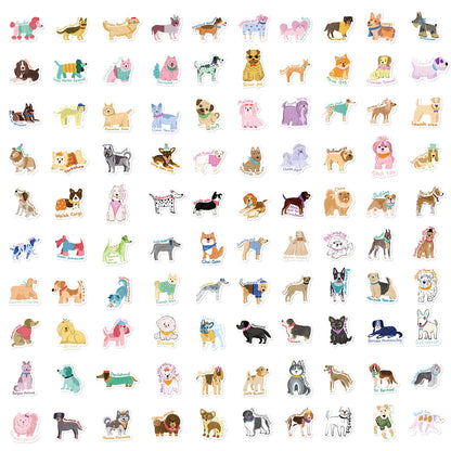 100PCS Cartoon Cute Dog Series Creative Stickers Decorative Luggage Skateboarding Animal Graffiti Toy Stickers