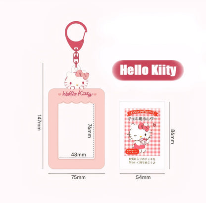 Sanrio Card Holder Hello Kitty Cinnamoroll Kuromi My Melody Photo Card Keychain Kawaii Bag Kpop Style Pendant Student Gift Toys