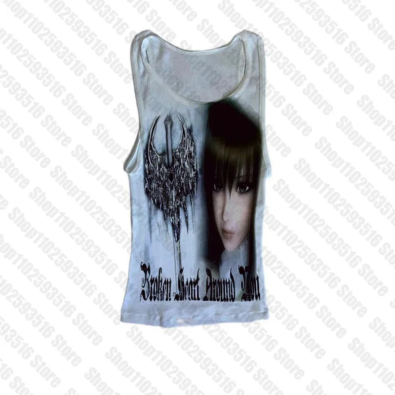Woman T-shirts Baby Tees Y2k Clothes Women Crop Top Women 90s Clothes Vintage Female Clothing Trashy Y2k 2000s Tops Gothic Kpop