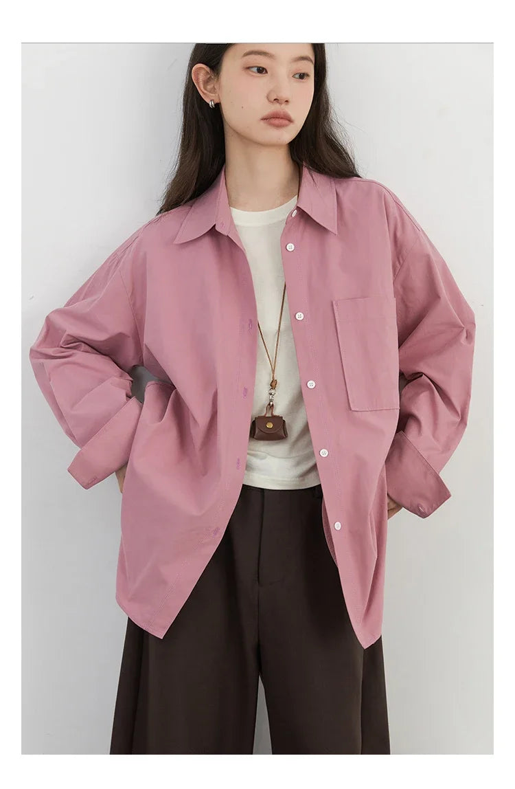 CHIC VEN Women Shirts Solid Long Sleeve Loose Single Breasted Female Blouses Woman Cotton Spring Summer 2025 Clothing