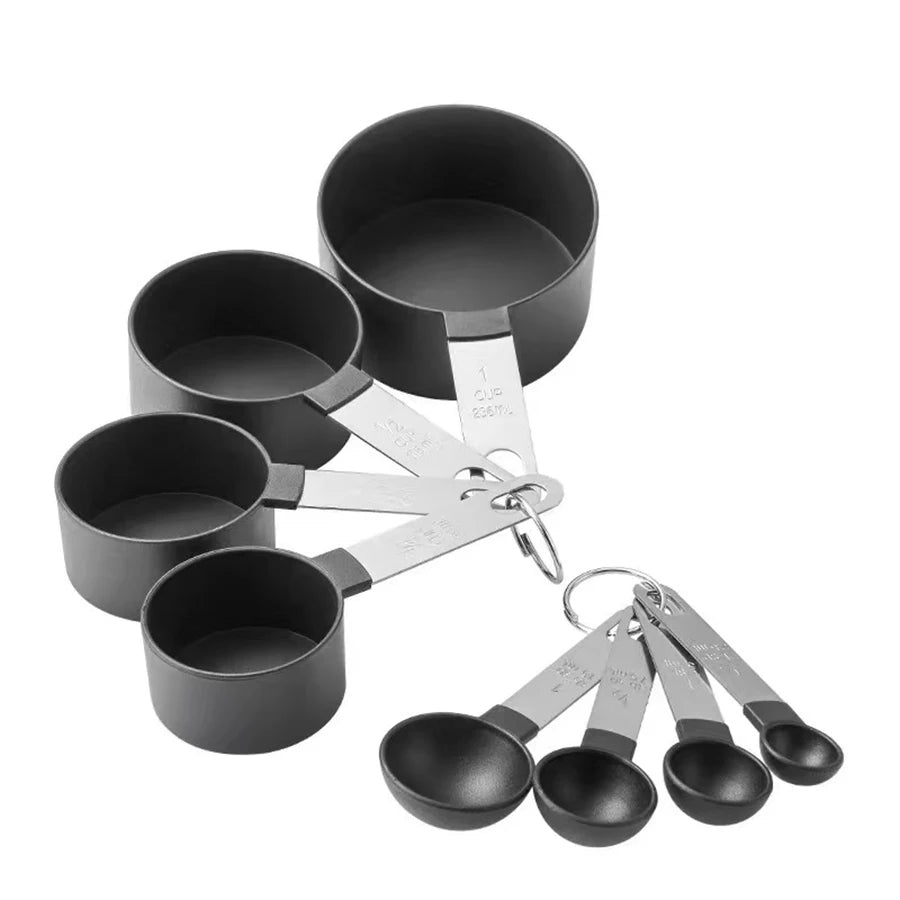 4PCS/8PCS plastic measuring cup Spoon Set Stainless Steel handle Kitchen Baking Tools Accessories Weighing gadgets