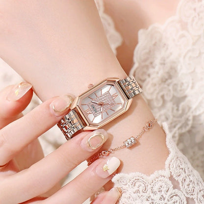 高級レディース腕時計 ファッション 長方形 レディース スチールバンド クォーツ腕時計 Reloj Mujer Relogio Feminino 女の子用時計 ギフト