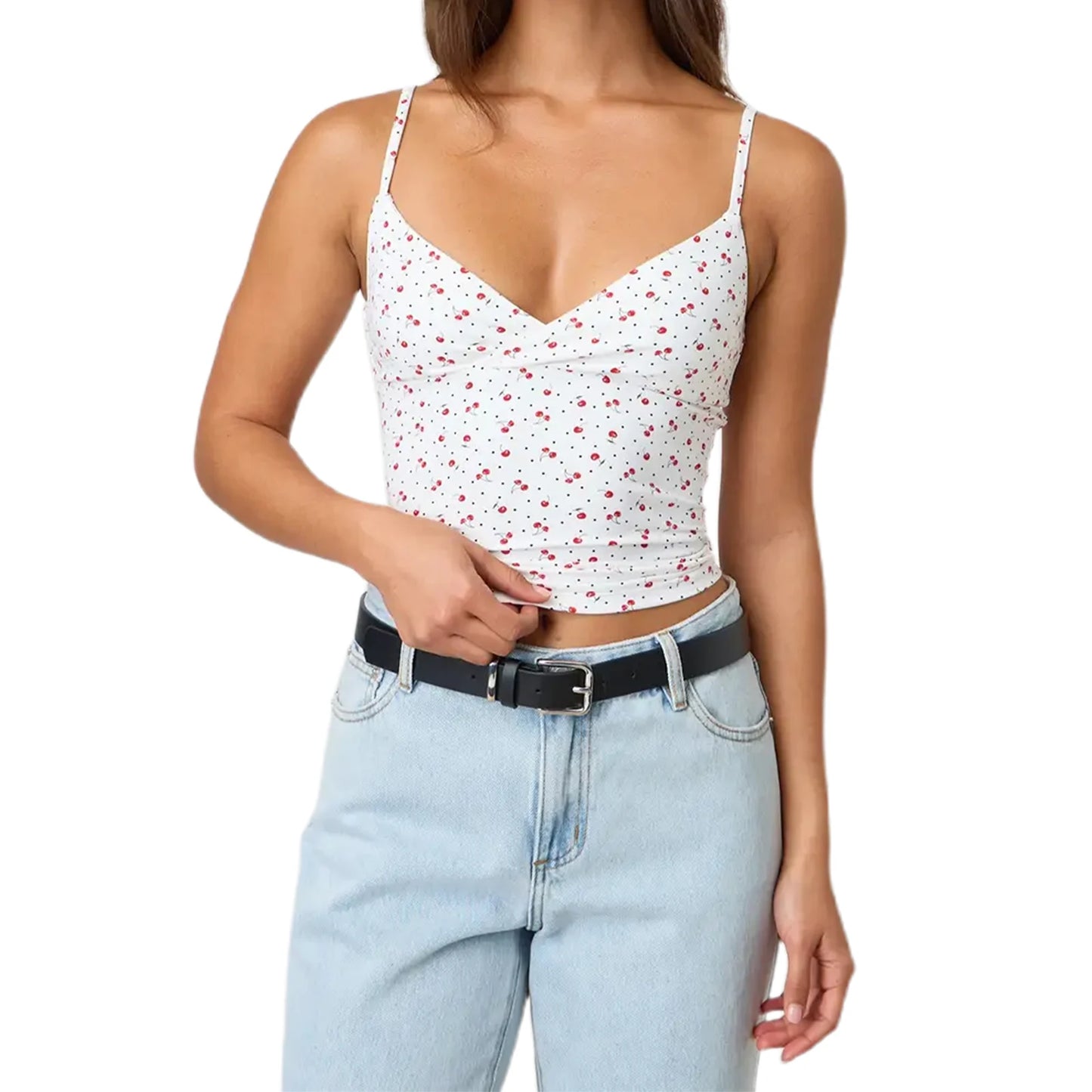 Y2k Clothes Women's Summer Cropped Cami Tops Sleeveless Open Back V Neck Solid Color Slim Fit Tank Tops