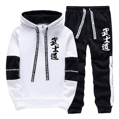2025 New Arrival Men's Tracksuit 2 Piece Set Japan Bushido Print Hoodies Sweatpants All Season Daily Casual Sporty Jogging Suit