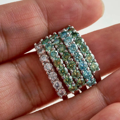 0.7CT Dカラー VVS1 EX ラウンド モアサナイトリング 925スターリングシルバー エタニティリング レディース エンゲージメント ウェディング ラグジュアリーバンド