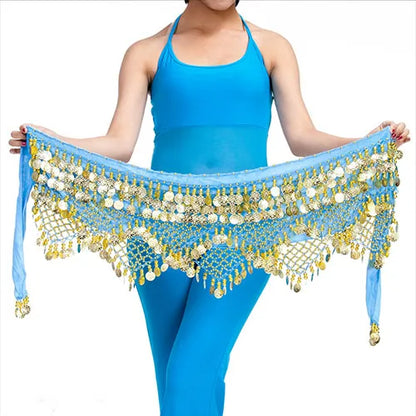 New Style Top Selling Belly Dance Waist Chain Hip Scarf Bellydance Coins Belt Dancing Waist Belt Dancer's Accessories