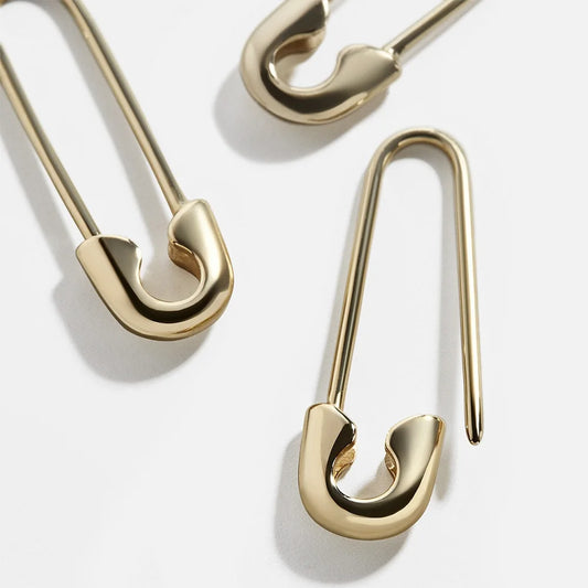 Minimalist Safety Pin Shape Leverback Earrings for Women U-shaped Gold Plated Lock Pendant Pierced Earring  Jewelry Accessories