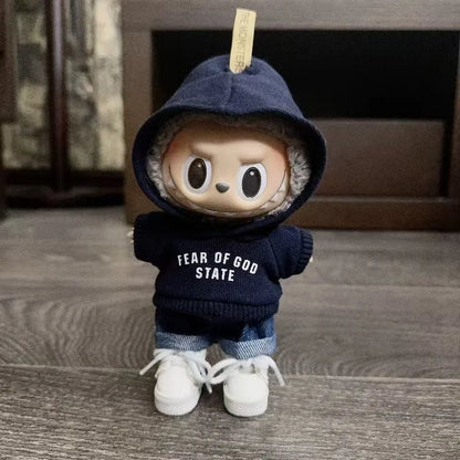 洋服のみ 17cm ペンダント ブラインドボックス Labubu ベビー服 キーチェーン Labubu ドール プリントセーターセット