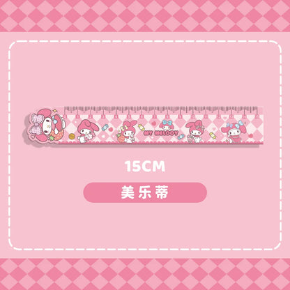 Sanrio Hello Kitty Ruler Anime Cinnamoroll My Melody Learning Measuring Ruler Cute Girl Heart Learning Stationery Kawaii Gift