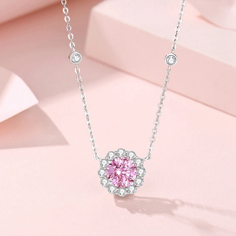 Vinregem Round Cut Lab Sapphire High Carbon Diamond Gemstone Pendant Necklaces 100% 925 Sterling Silver Fine Jewelry Wholesale