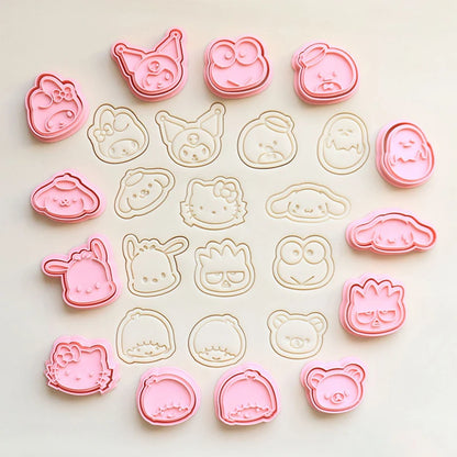 Sanrio Cookie Mold Hello Kitty Kuromi Snoopy Pikachu Cartoon 3D Fruit Cutter Model Toys Kitchen Party Baking Tools Accessories