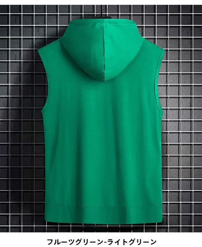 L-9XL メンズ フード付きベスト プラスサイズ タンクトップ 夏 トレンド ティーンズ ボーイズ スポーツ ノースリーブ Tシャツ 通気性 ゆったり Tシャツ 40kg-165kg