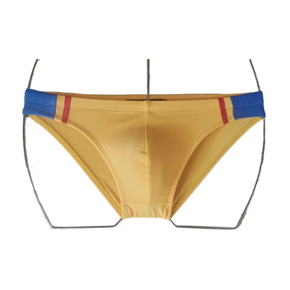 BOYTHOR  Men's Swimming Briefs Patchwork Color Contrast Craft Lace-up Beach Swimming Briefs