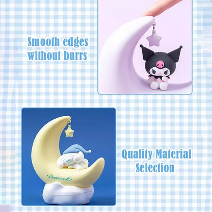 MINISO Sanrio Light-emitting Ornaments Genuine Kawaii Kuromi Cinnamoroll Crescent Dream Led Night Light Girls Children's Gift