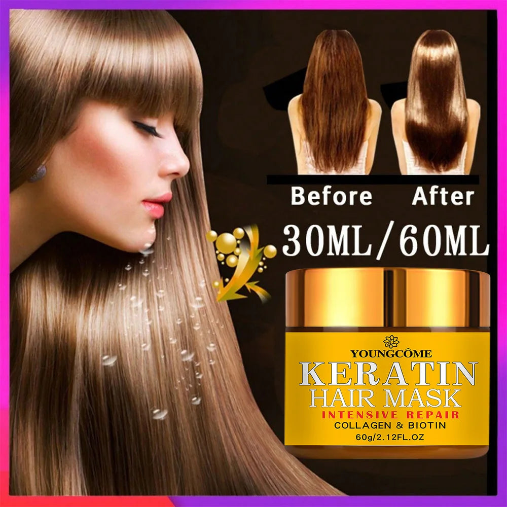 ヘアリペア ヘアマスク ビオチン コラーゲン ケラチン トリートメント ヘアコンディショナー ヘアエッセンシャルオイル 乾燥・ダメージヘアに栄養を与える