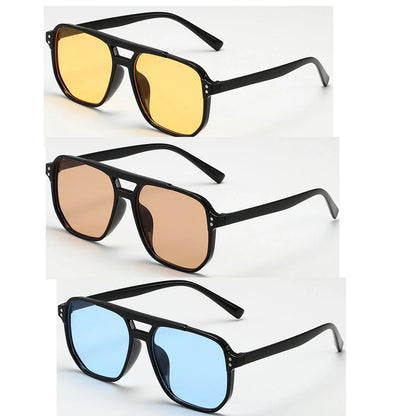 Women Men Square Sun Glasses Retro Polygon Sunglasses Female Black Vintage Fashion Ladies Oculos De Sol Double Beam Eyeglasses