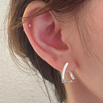 925 Sterling Silver Simple Geometric Square Irregular Hoop Earrings for Women S925 Wedding Party Jewelry Gift Aretes De Mujer