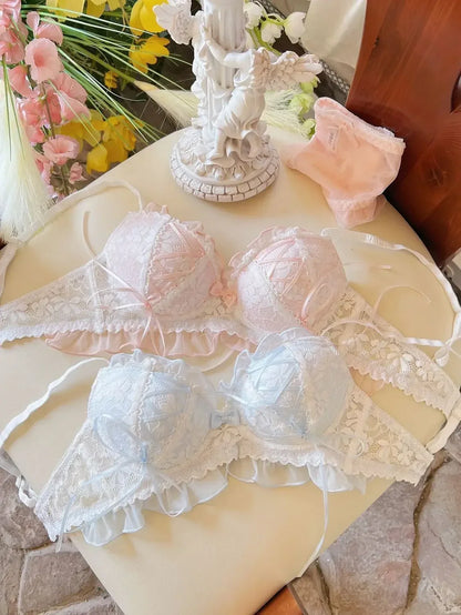 Japanese Style Lolita Princess Wind Lace Lace Lingerie Design for Girls Push-up Bra Women Underwear  Push Up Bra