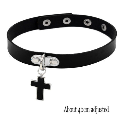 Woman Black Bat Punk Choker Collar Necklace Sexy PU Leather Heart Lock Key Spike Gothic Cosplay Accessories Party Jewelry New